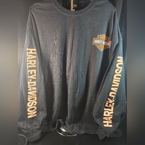 Harley-Davidson Black‎ and Orange Long Sleeve Tee Mens Size 4lx Big And Tall